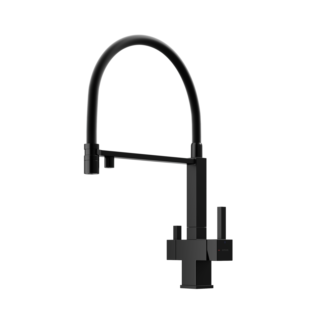 Смеситель для кухни Sancos SC4006MB с гибким изливом и возможностью подключения фильтра для воды, черный матовый/черный