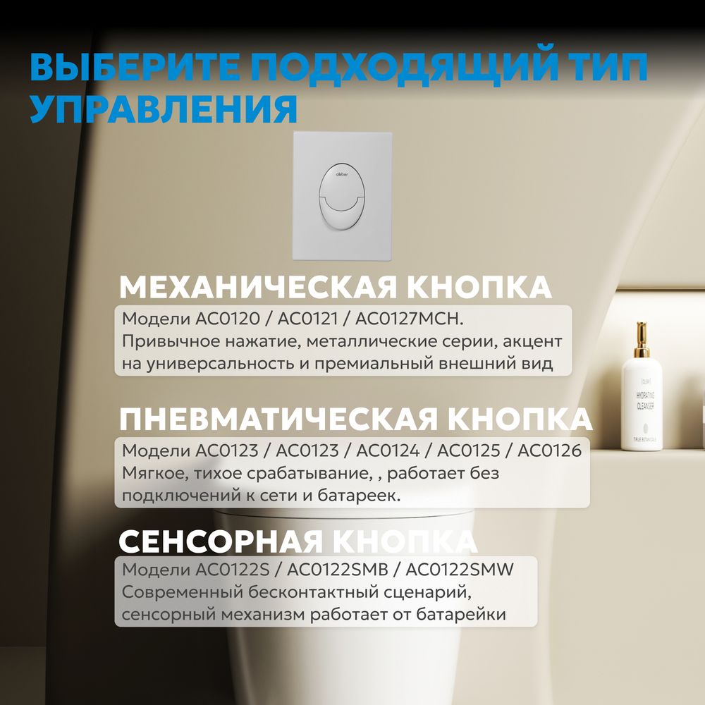 Кнопка смыва ABBER AC0125MW пневматическая, белая матовая — фото 4