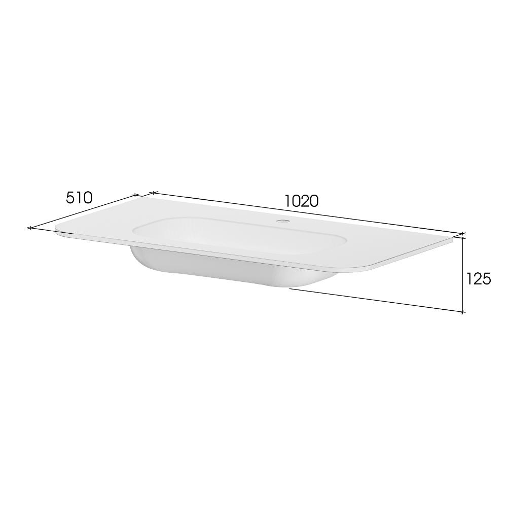 Раковина моноблок OVALE 102см Белая глянец 1отв.