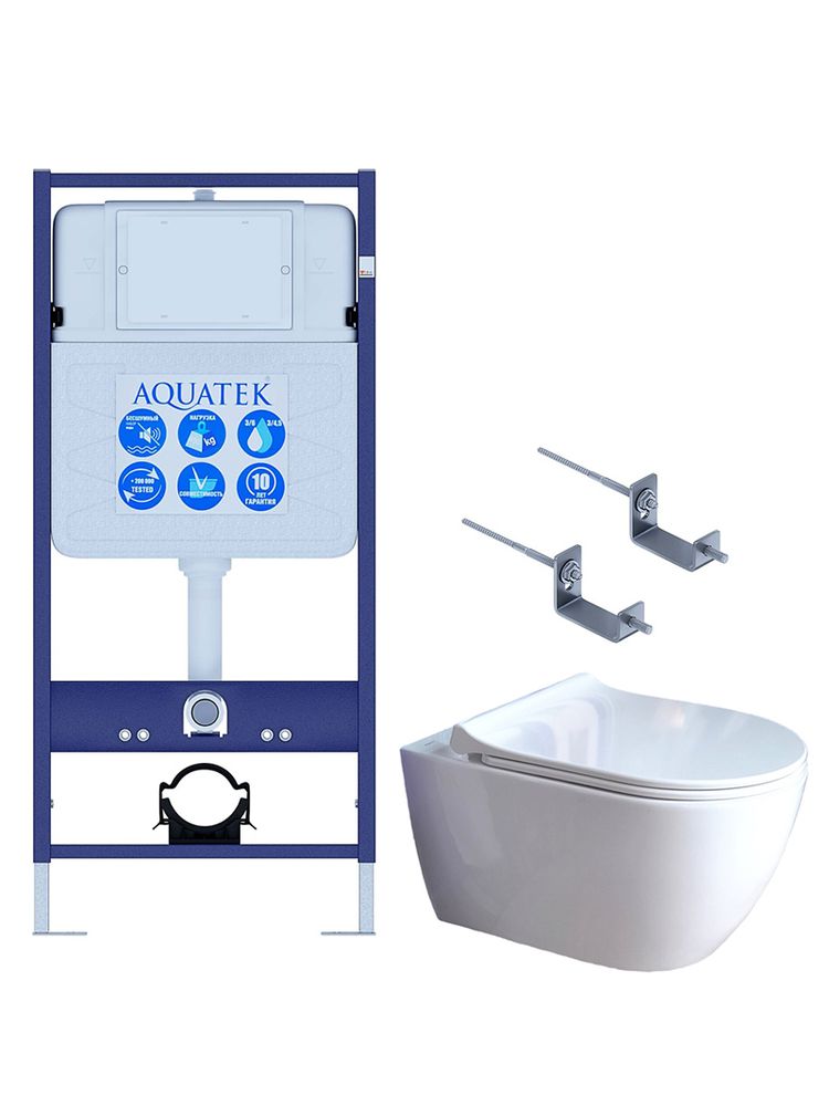 SET AQUATEK ПОЛАРИС (рама AQUATEK Standard INS-0000012+унитаз ПОЛАРИС AQ0700-01 с тонким сиденьем soft-close+ крепеж KKI-0000002)