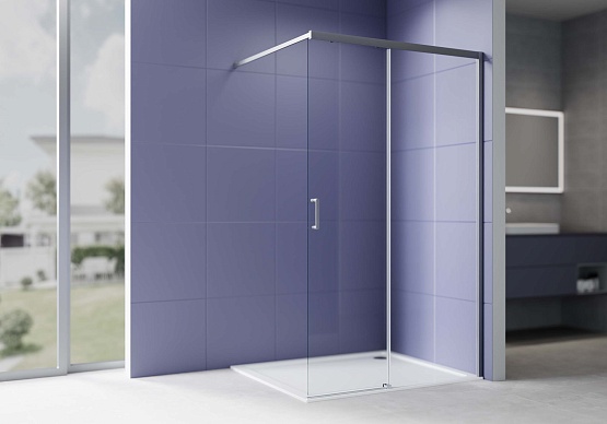 AQ.WISL.120.1GM Душевая перегородка раздвижная Walk in с держателем 1200x2000 профиль оружейная сталь, стекло прозрачное 5/6мм
