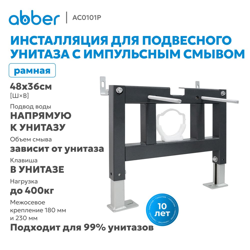 Инсталляция ABBER AC0101P для подвесного унитаза с импульсным смывом — фото 3