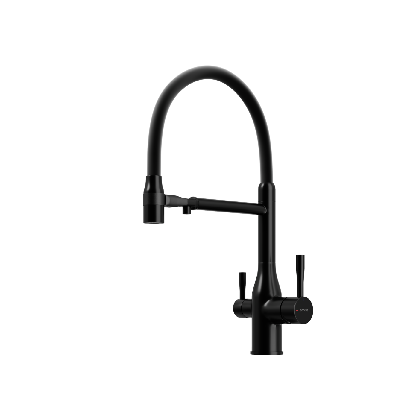 Смеситель для кухни Sancos SC4009MB с гибким изливом и возможностью подключения фильтра для воды, черный матовый/черный