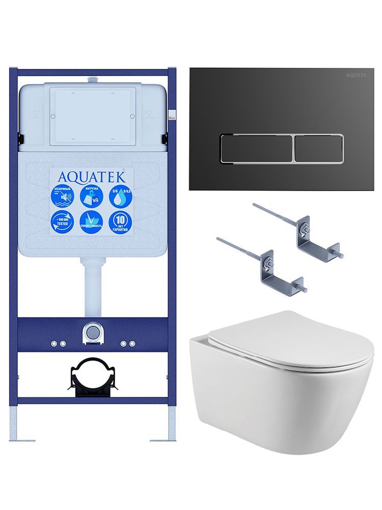 SET AQUATEK БЕТТА-065 4в1 (рама AQUATEK Standard INS-0000012+ кркпеж KKI-0000002+клавиша KDI-0000065+унитаз БЕТТА AQ1253W-00 с тонким сиденьем sc)