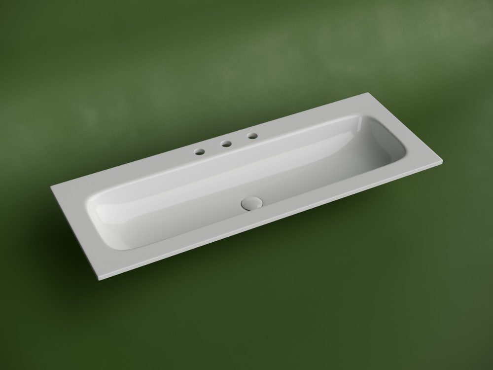 Раковина накладная мебельная Ceramicanova Грация (Grace) прямоугольная 1210x457x137 с тремя отверстиями под смеситель цвет белый CN7024 — фото 2