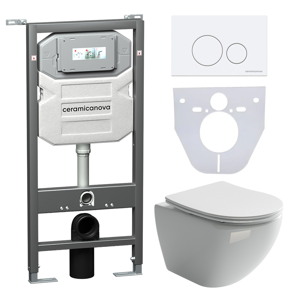 Комплект унитаз+инсталляция+кнопка+шумоизоляция Ceramicanova CN4002_1001W_1000