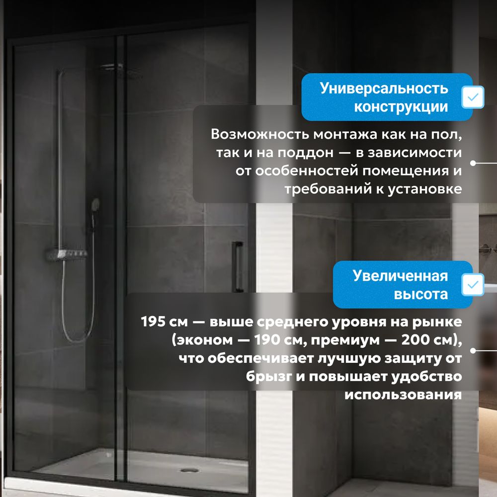 Душевая дверь ABBER Schwarzer Diamant AG30100B5