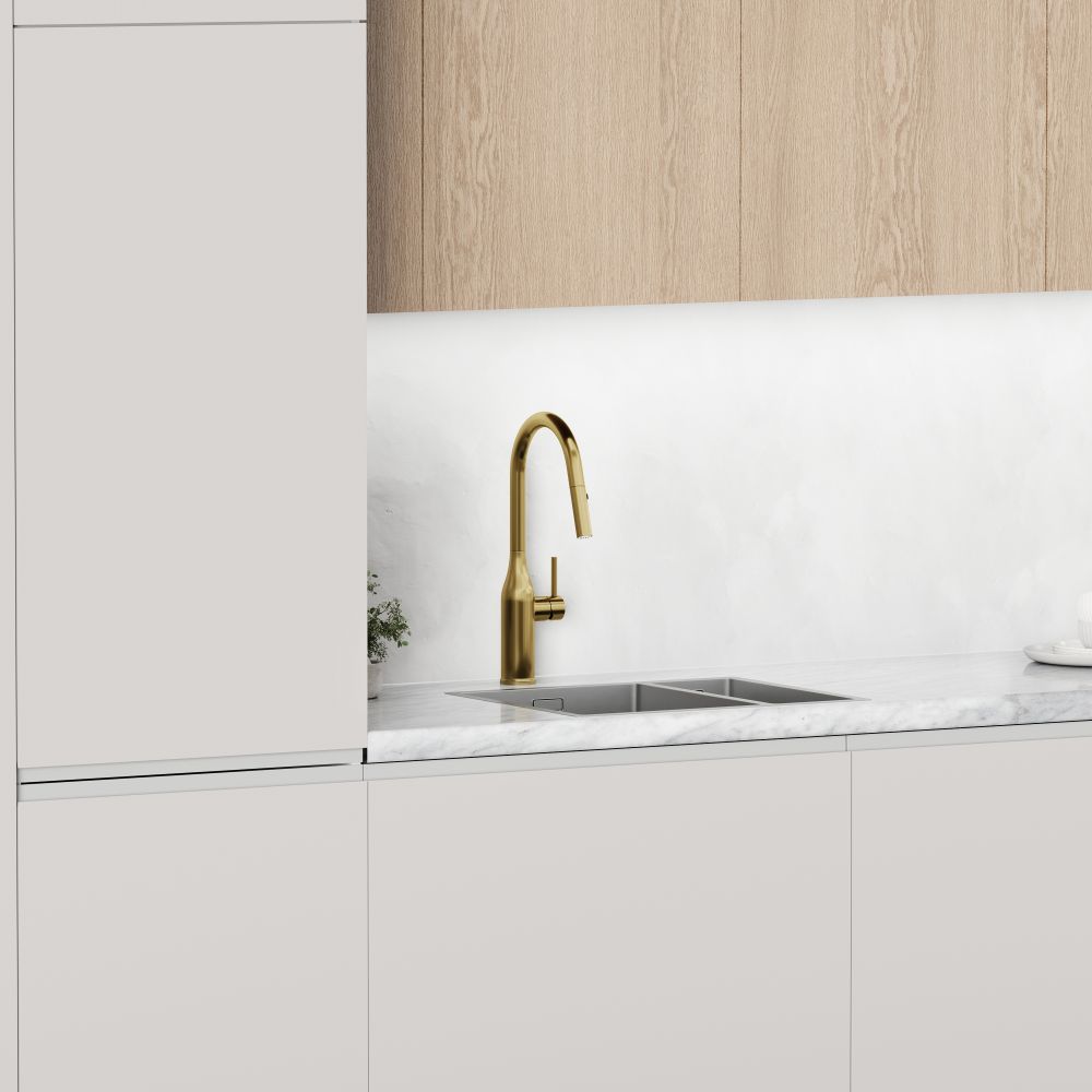 Смеситель для кухни Sancos SC4002BG c вытяжным и поворотным изливом, вакуумное напыление (PVD-покрытие), брашированное золото — фото 7