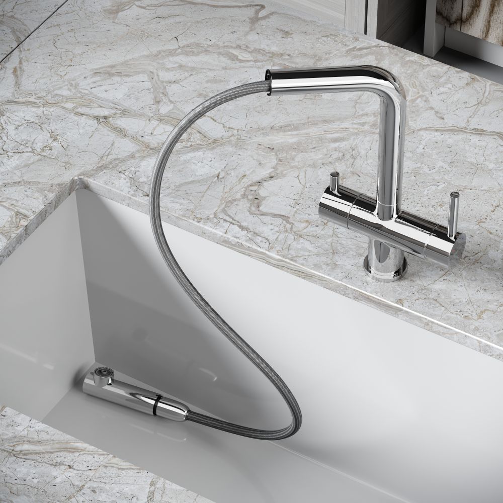 Смеситель для кухни Sancos SC4015CH с поворотным и вытяжным изливом, c краном для фильтрованной воды, хром — фото 9