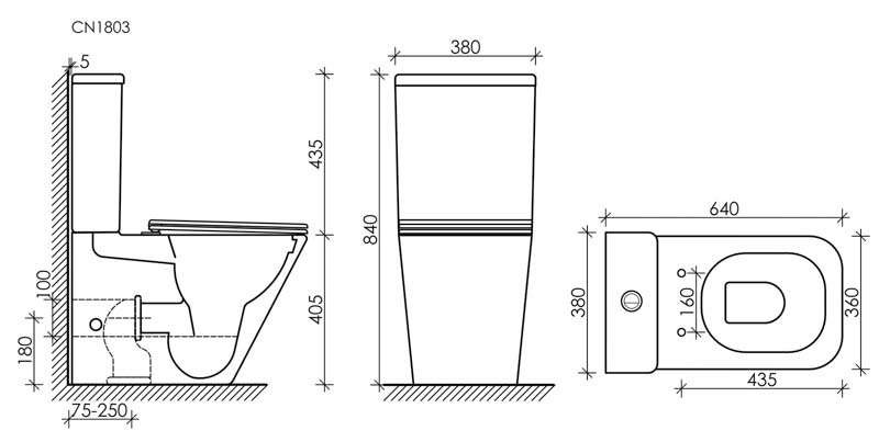 Напольная пристенная чаша унитаза Кубик (Cubic) безоободковый (rimless), нижняя подводка, глубокий смыв, горизонтальный выпуск, с крепежом и сиденьем-крышкой с микролифтом — фото 8