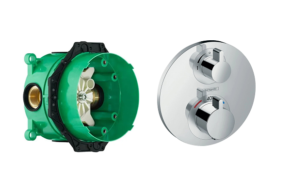 15760990S Set HG Select Highflow термостатический смеситель для душа (15760990+01800180) полированное золото