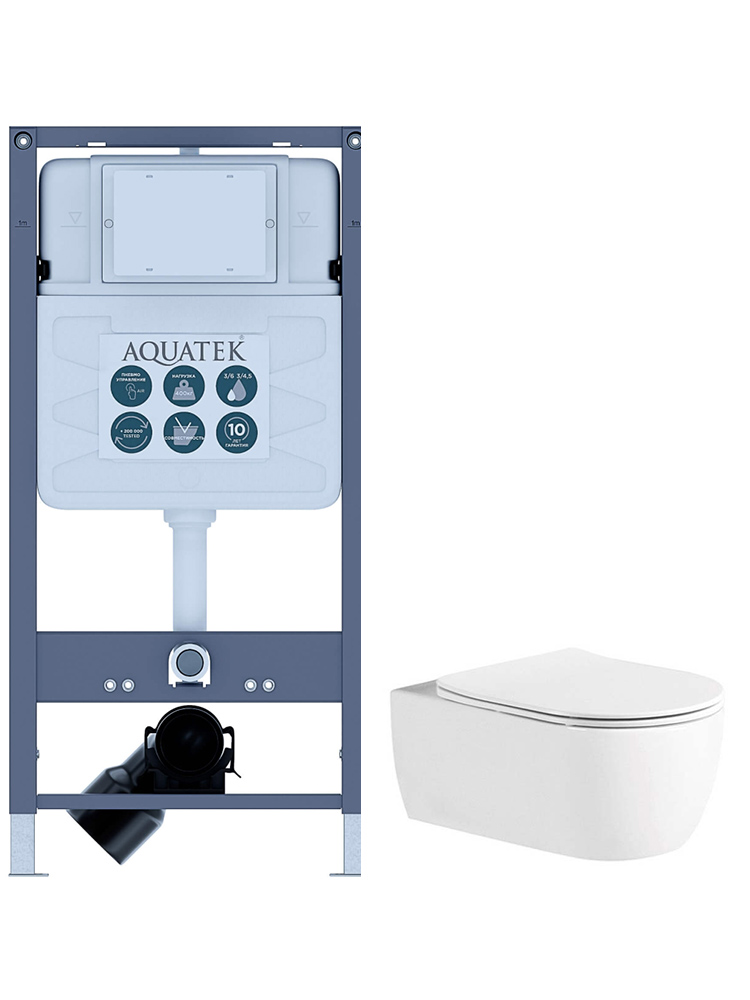 Set AQUATEK ЕВРОПА New-INSP01 рама AQUATEK INSP-0000001 +звукоизоляционная прокладка+унитаз ЕВРОПА AQ1106L-00+тонкое сиденье с механиз