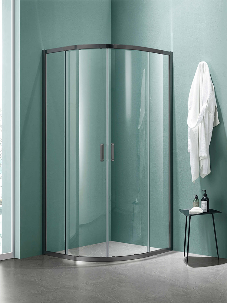 AQ ARI RO 09020GM Душевой уголок 1/4 круга, двери раздвижные 900x900x2000, профиль оружейная сталь, стекло прозрачное (ПРОДАЕМ ИЗ НАЛИЧИЯ)