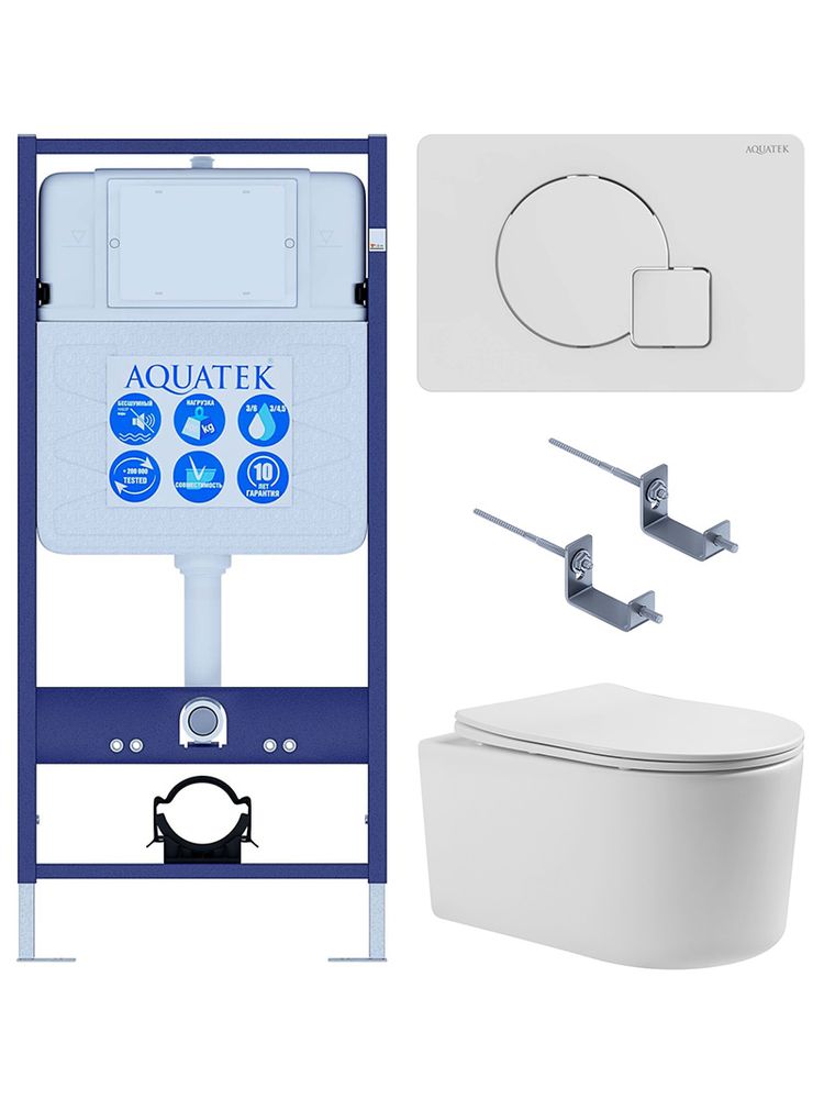SET AQUATEK МИЯ Т-066 4в1(рама AQUATEK Standard INS-0000012+крепёж KKI-0000002 +кнопка KDI-0000066 +унитаз МИЯ AQ2004T-00 с тонким сиденьем soft-close
