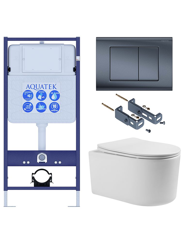 SET AQUATEK МИЯ Т-033 4в1(рама AQUATEK Standard INS-0000012+крепёж KKI-0000016 +кнопка KDI-0000033 +унитаз МИЯ AQ2004T-00 с тонким сиденьем soft-close