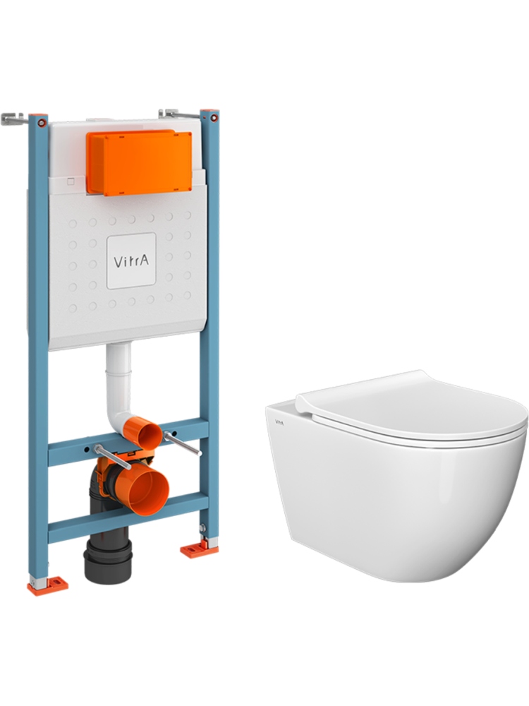 9873B003-7205 Комплект: L-Box Mia Round SmoothFlush подвесной безободковый унитаз с тонким сиденьем с микролифтом, инсталляцией, без клавиши смыва