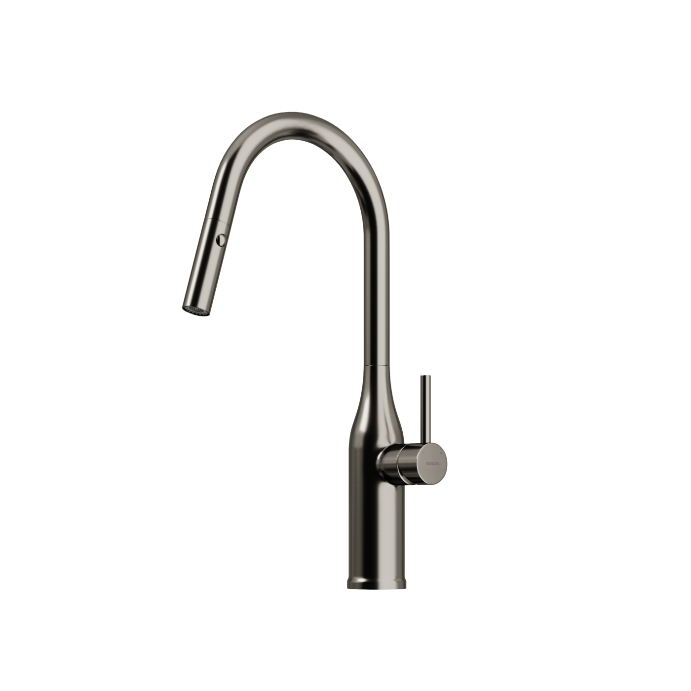 Смеситель для кухни Sancos SC4002GG c вытяжным и поворотным изливом, вакуумное напыление (PVD-покрытие), вороненая сталь