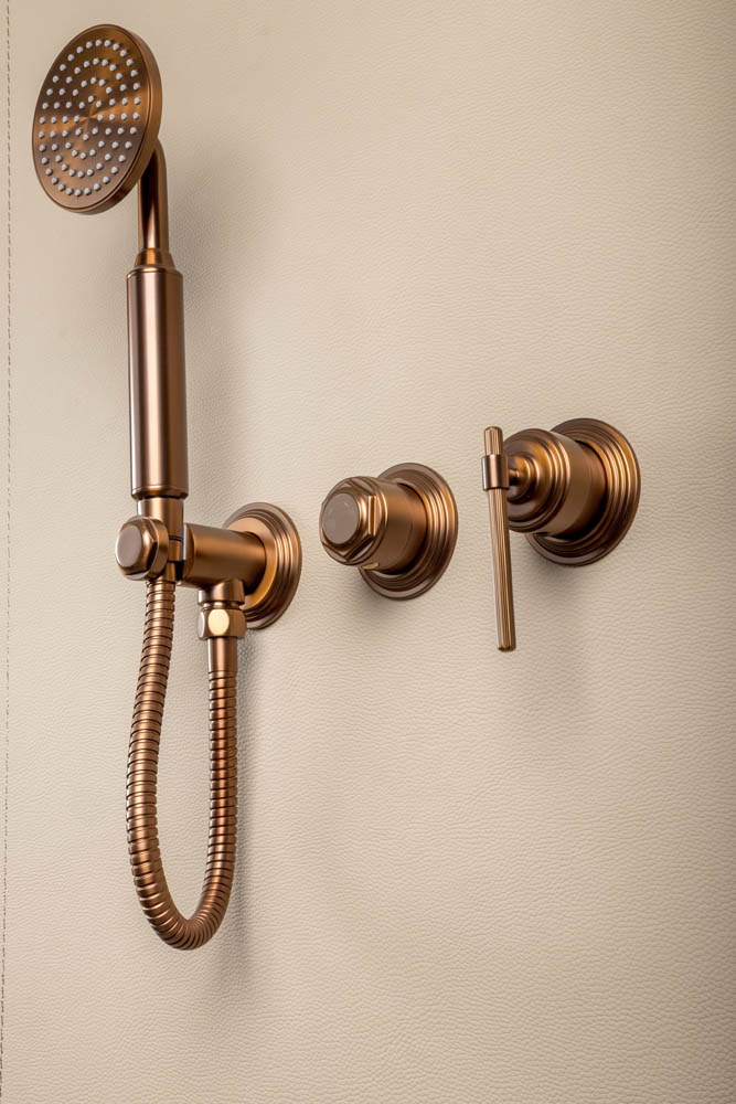 Смеситель встроенный + верхний+ ручной душ, ETERNA BRUSHED BRONZE — фото 4