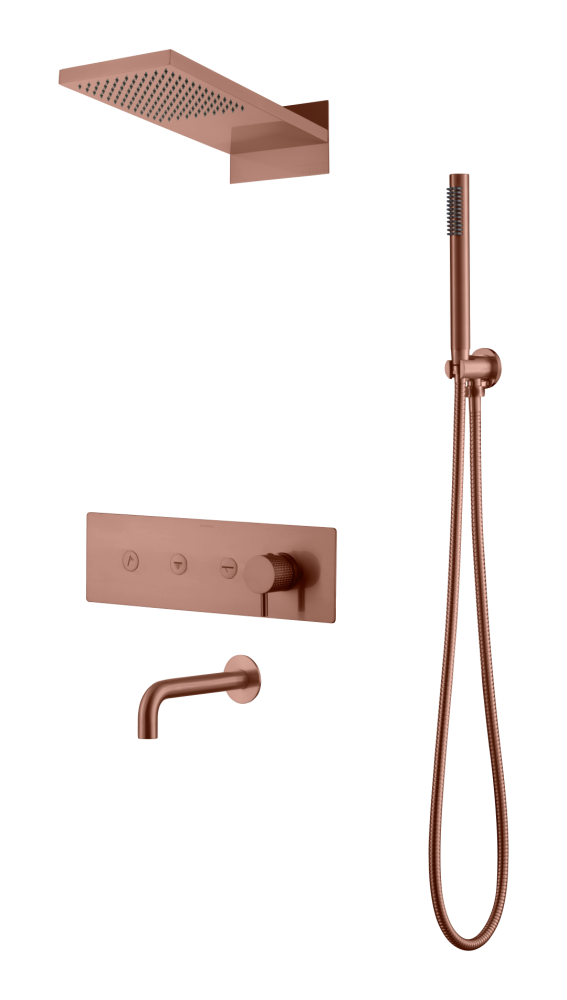 Встроенная душевая система FUSION, трехпозиционная Copper Brushed с изливом
