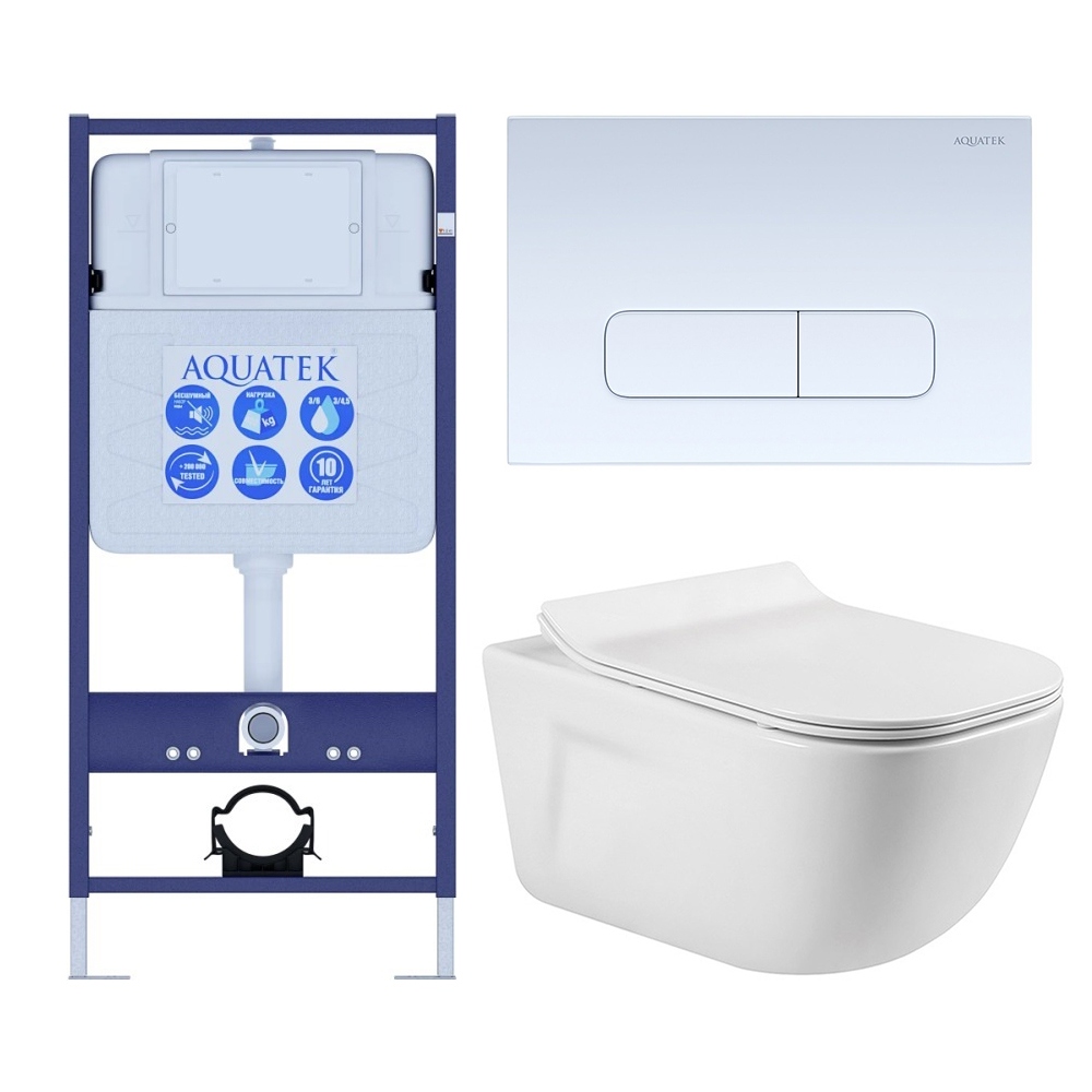 SET AQUATEK ДИВА-013 4в1 (рама AQUATEK Standard INS-0000012+ кркпеж KKI-0000002+клавиша KDI-0000013+унитаз ДИВА AQ2012-00 с тонким сиденьем soft-close