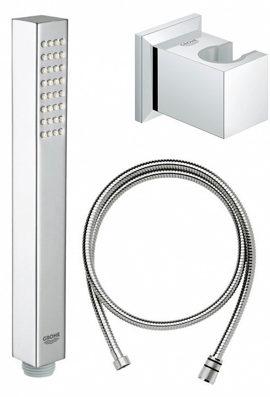 27889000 Euphoria Cube+ Stick Душевой набор I (квадратный ручной душ, настенный держатель, шланг 1500 мм), 9,5 л/мин, хром — фото 4