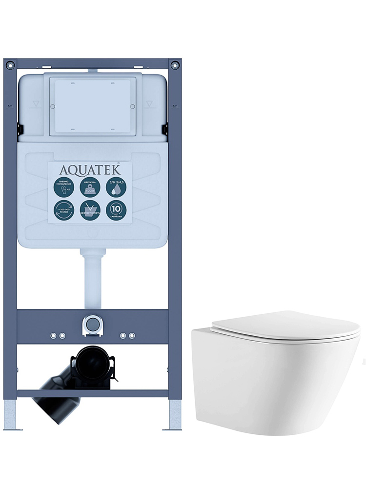 SET AQUATEK ЛИБЕРТИ INSP-01 (рама AQUATEK INSP-0000001(без крепежа и клавиши) + унитаз ЛИБЕРТИ AQ1999T-00 с тонким сиденьем sc)