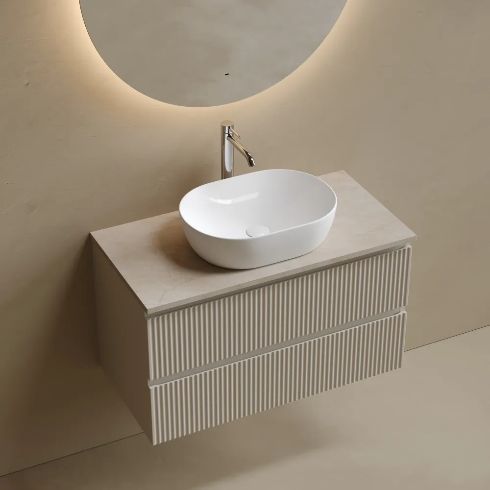 Тумба под столешницу Sancos Сноб Р (Snob R) SNR90CE 90x45x50 бежевый матовый (beige soft) — фото 9
