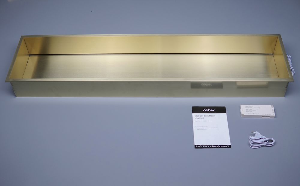 Скрытая настенная ниша из нержавеющей стали ABBER Nischen AN3006G с LED подсветкой, золото матовое