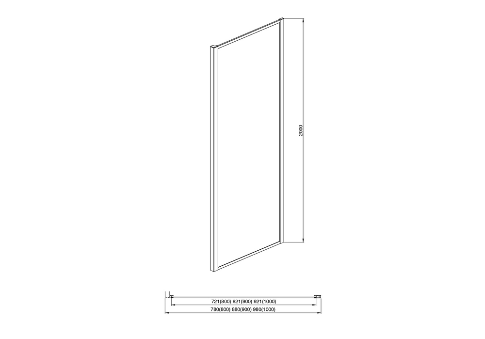 AQ ARI WA 10020CH Неподвижная душевая стенка 1000x2000, для комбинации с дверью, профиль хром, стекло прозрачное (AQ NAA 6310-100) (ПРОДАЕМ ИЗ НАЛИЧИЯ — фото 2
