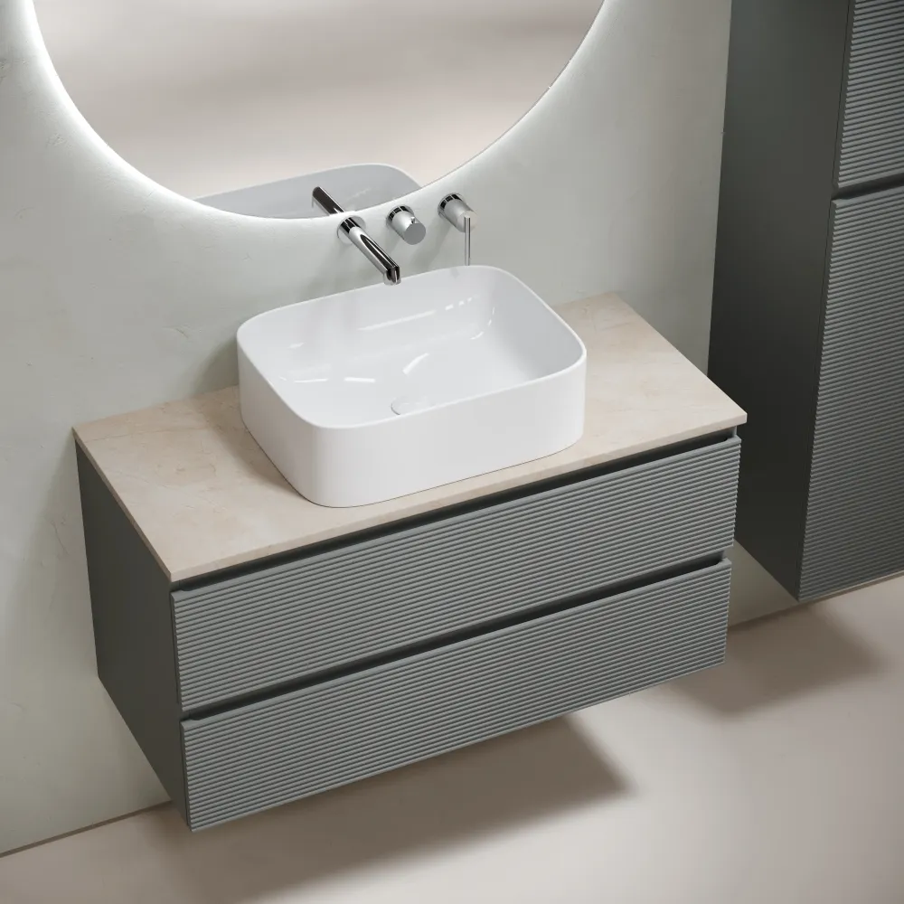 Тумба под столешницу Sancos Фолк (Folk) FL100GS 100x45x50 темный серый (grey soft) — фото 12
