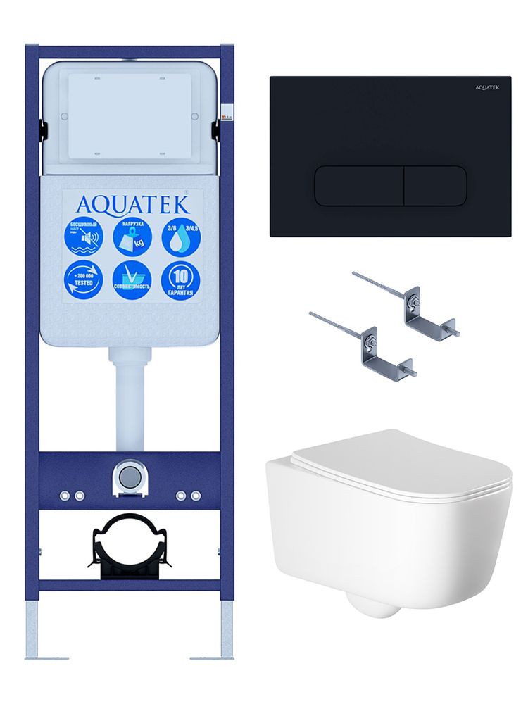 SET AQUATEK ЛУГАНО-017/INS17 (рама AQUATEK INS-0000017+ кркпеж KKI-0000002+клавиша KDI-0000017+унитаз ЛУГАНО AQ2002-00 с тонким сиденьем soft-c