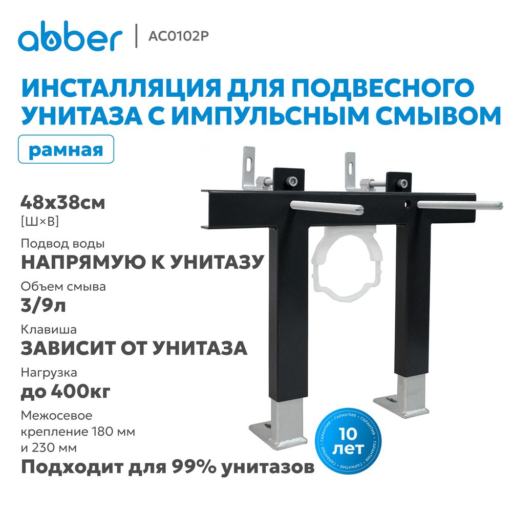Инсталляция ABBER AC0102P для подвесного унитаза с импульсным смывом — фото 5