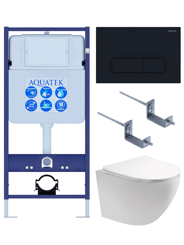 SET AQUATEK ЕВРОПА-017 4в1 (рама AQUATEK Standard INS-0000012 с клавишей KDI-0000017 и крепежом KKI-0000002+унитаз AQ1901-00 с тонким сиденьем sc)