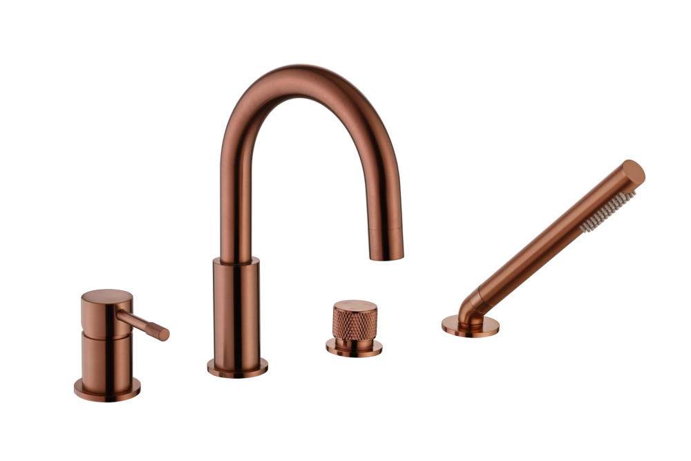 Смеситель врезной на борт ванны UNO Copper Brushed