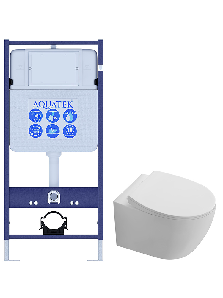 SET AQUATEK СИРИУС (рама AQUATEK Standard INS-0000012(без клавиши и крепежа) + унитаз AQ1582T-00 СИРИУС TORNADO с тонким сиденьем soft-close)