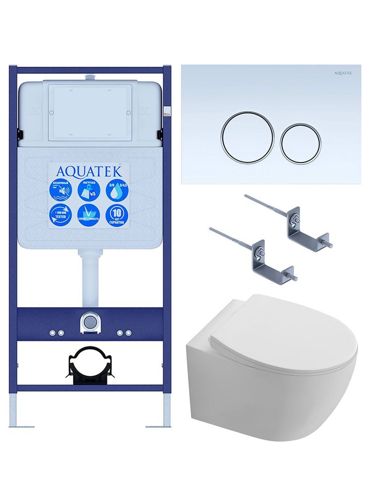 SET AQUATEK СИРИУС KDI-015 (рама INS-0000012 +крепёжKKI-0000002 + клавиша KDI-0000015 + унитаз AQ1582T-00 СИРИУС TORNADO с тонким сиденьем soft-close)