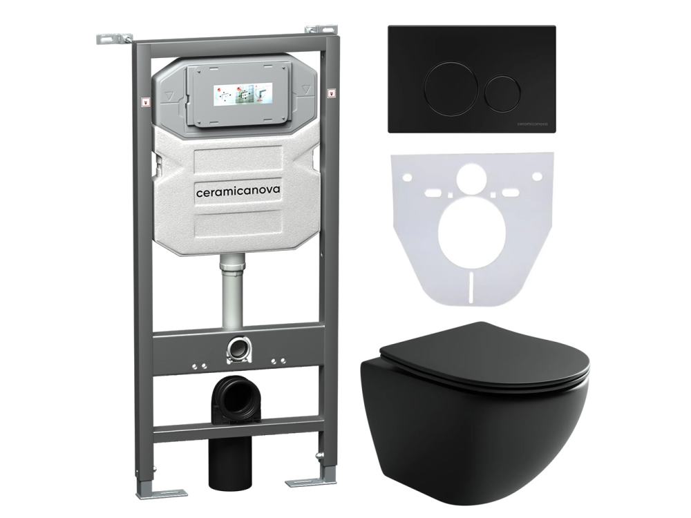 Комплект унитаз+инсталляция+кнопка+шумоизоляция Ceramicanova CN4002MB_1001B_1000