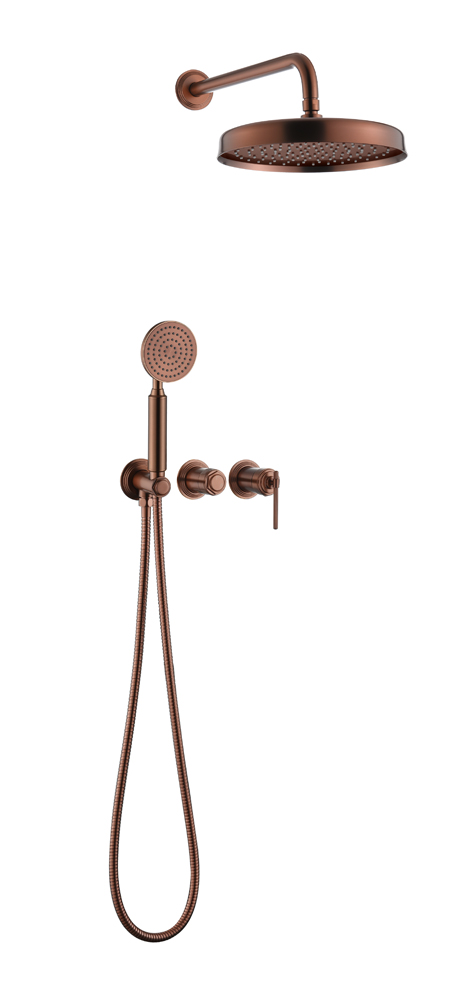Смеситель встроенный + верхний+ ручной душ, ETERNA COPPER BRUSHED