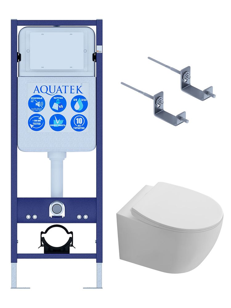 SET AQUATEK СИРИУС (рама AQUATEK Standard INS-0000017+ крепеж KKI-0000002+ унитаз AQ1582T-00 СИРИУС TORNADO с тонким сиденьем soft-close)
