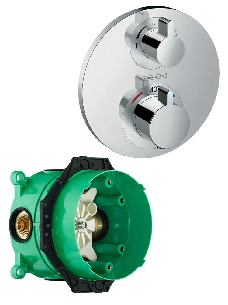 15758000S Set HG Ecostat S термостатический смеситель для душа (15758000+01800180)