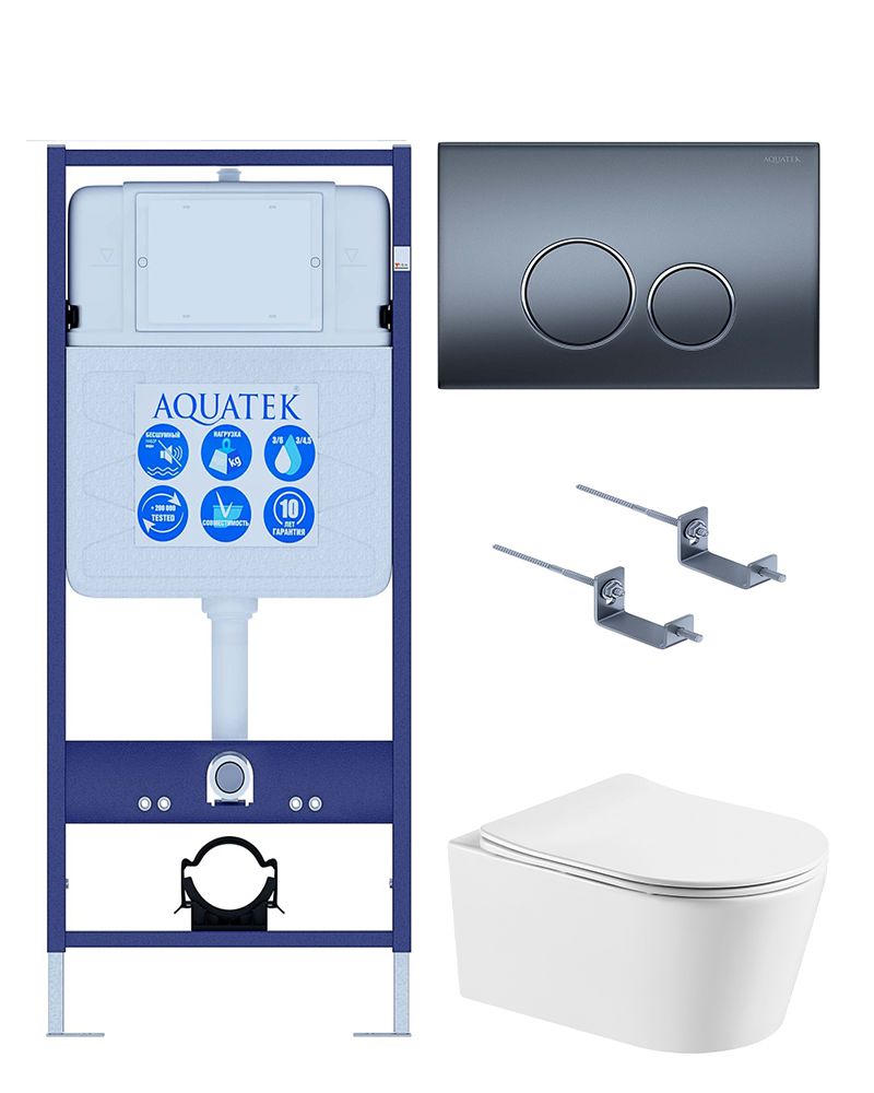 SET AQUATEK ОБЕРОН WT-KDI35 (рама AQUATEK Standard INS-0000012+ креплениеKKI-0000002+кнопка KDI-0000035+ унитаз ОБЕРОН AQ1363WT-00)