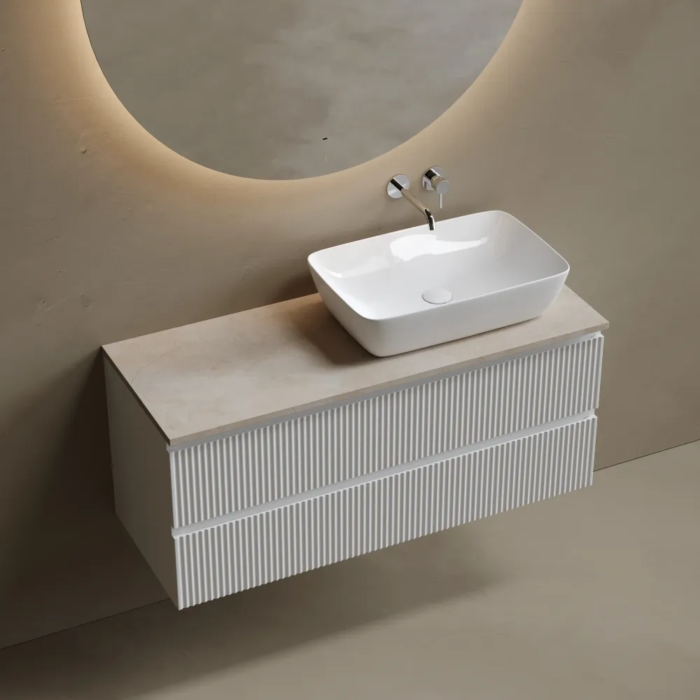 Тумба под столешницу Sancos Сноб Р / Snob R SNR120RW 119,5x44,5x50 бежевый матовый / beige soft — фото 12