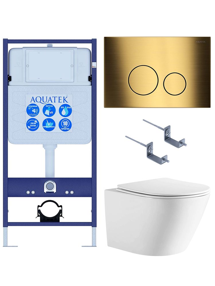 SET AQUATEK ЛИБЕРТИ-038 4в1 (рама AQUATEK Standard INS-0000012+крепёж KKI-0000002+клавиша KDI-0000038+унитаз ЛИБЕРТИ AQ1999T-00 с тонким сиденьем sc)