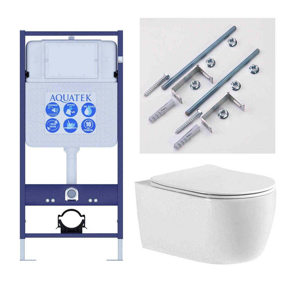 Set AQUATEK ЕВРОПА new cm T (рама AQUATEK Standard INS-0000012+звукоизоляционная прокладка+унитаз ЕВРОПА AQ1106T-00+KKI-0000001)