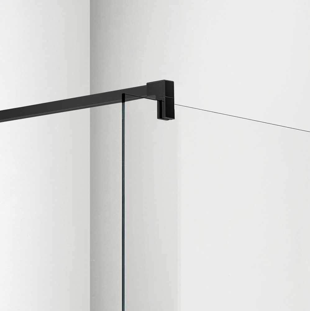 AQ WIW 11020BL Душевая перегородка Walk in с держателем 1100x2000 профиль черный, стекло прозрачное ПРОДАЕМ ИЗ НАЛИЧИЯ — фото 4