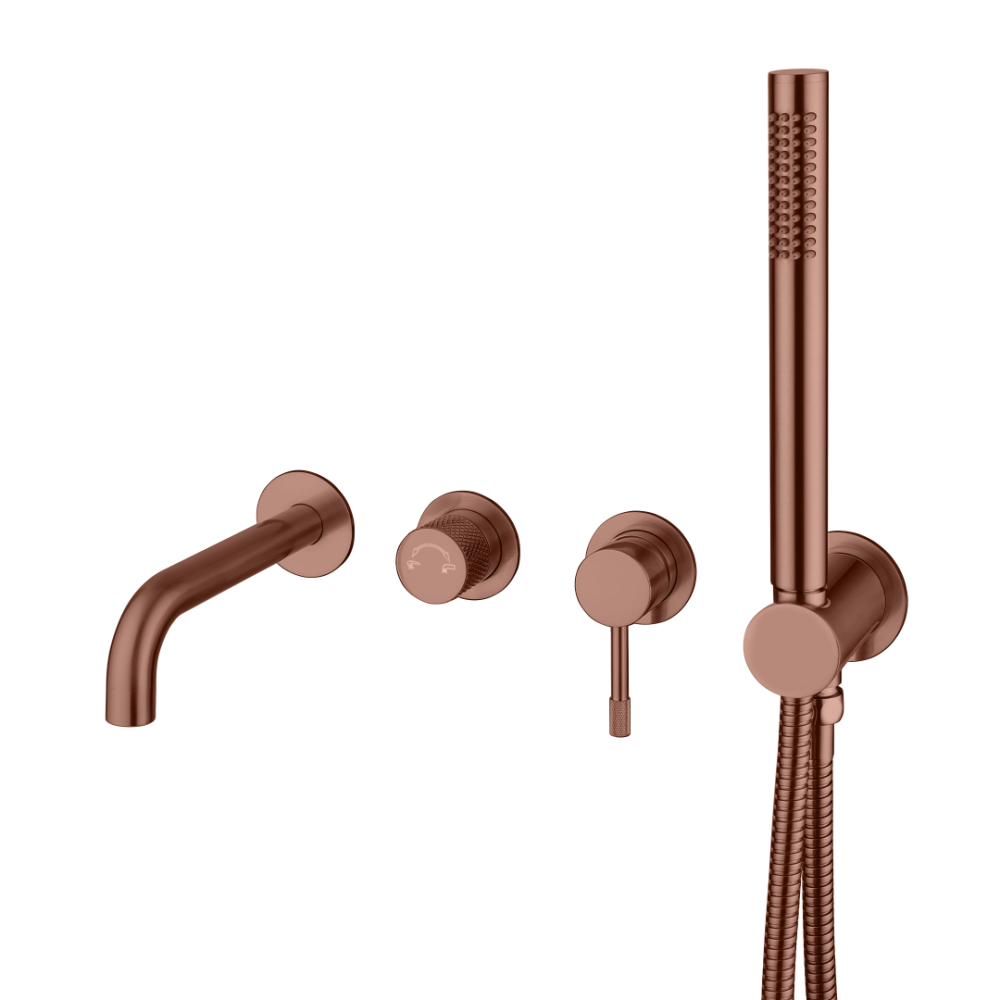 Смеситель встроенный + ручной душ + излив Uno Brushed Bronze