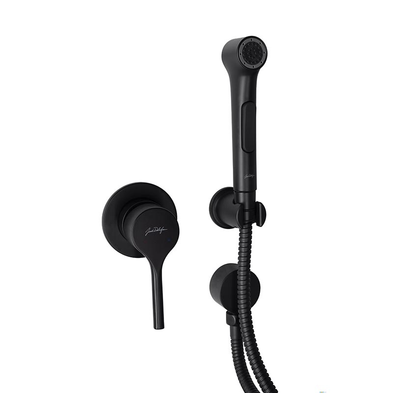 E24610-BL ELATE cмеситель с гигиеническим душем, матовый черный