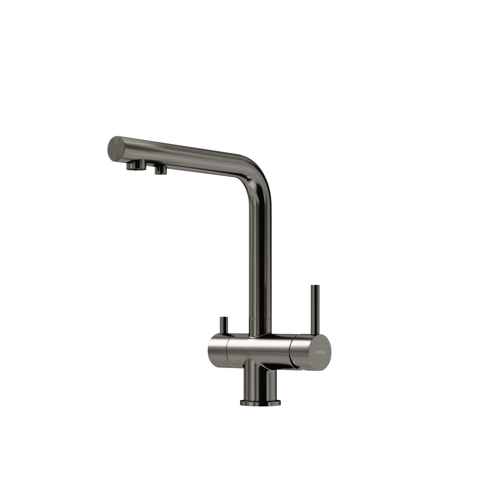 Смеситель для кухни Sancos SC4014GG c краном для фильтрованной воды, вакуумное напыление (PVD-покрытие), вороненая сталь