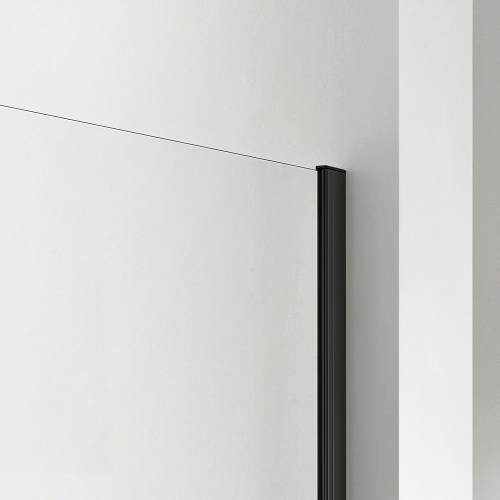 AQ WIW 11020BL Душевая перегородка Walk in с держателем 1100x2000 профиль черный, стекло прозрачное ПРОДАЕМ ИЗ НАЛИЧИЯ — фото 3