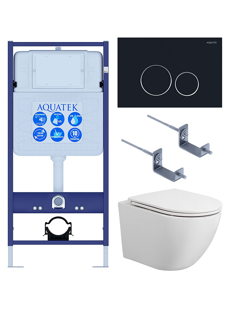 SET AQUATEK ЕВРОПА T KDI20 (рама AQUATEK Standard INS-0000012 с клавишей KDI-0000020 и крепежом KKI-0000002+унитаз AQ1900T-00 с тонким сиденьем sc)
